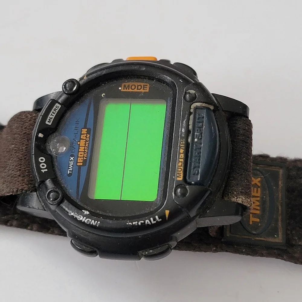 Timex Indiglo Ironman Triathlon Data Link Databank Digital Watch 90s Untested